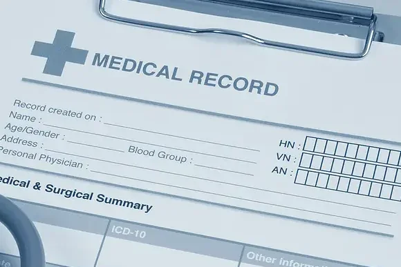 Medical record form on a clipboard — document translation services by Loop Translate